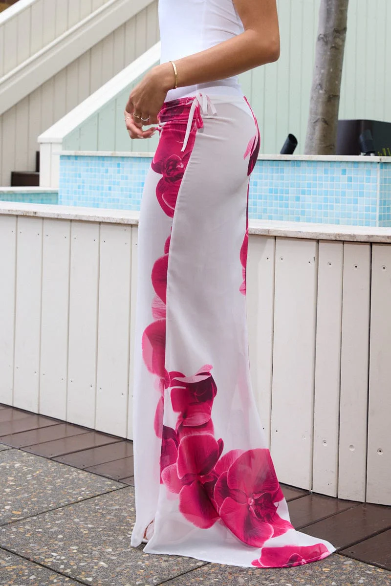 White Floral Beach Skirt - Image 4