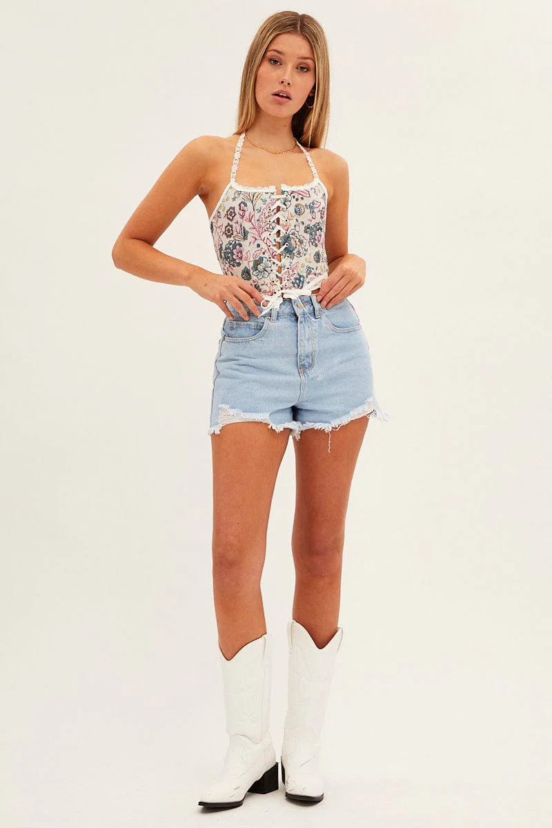 White Floral Corset Top - Image 2