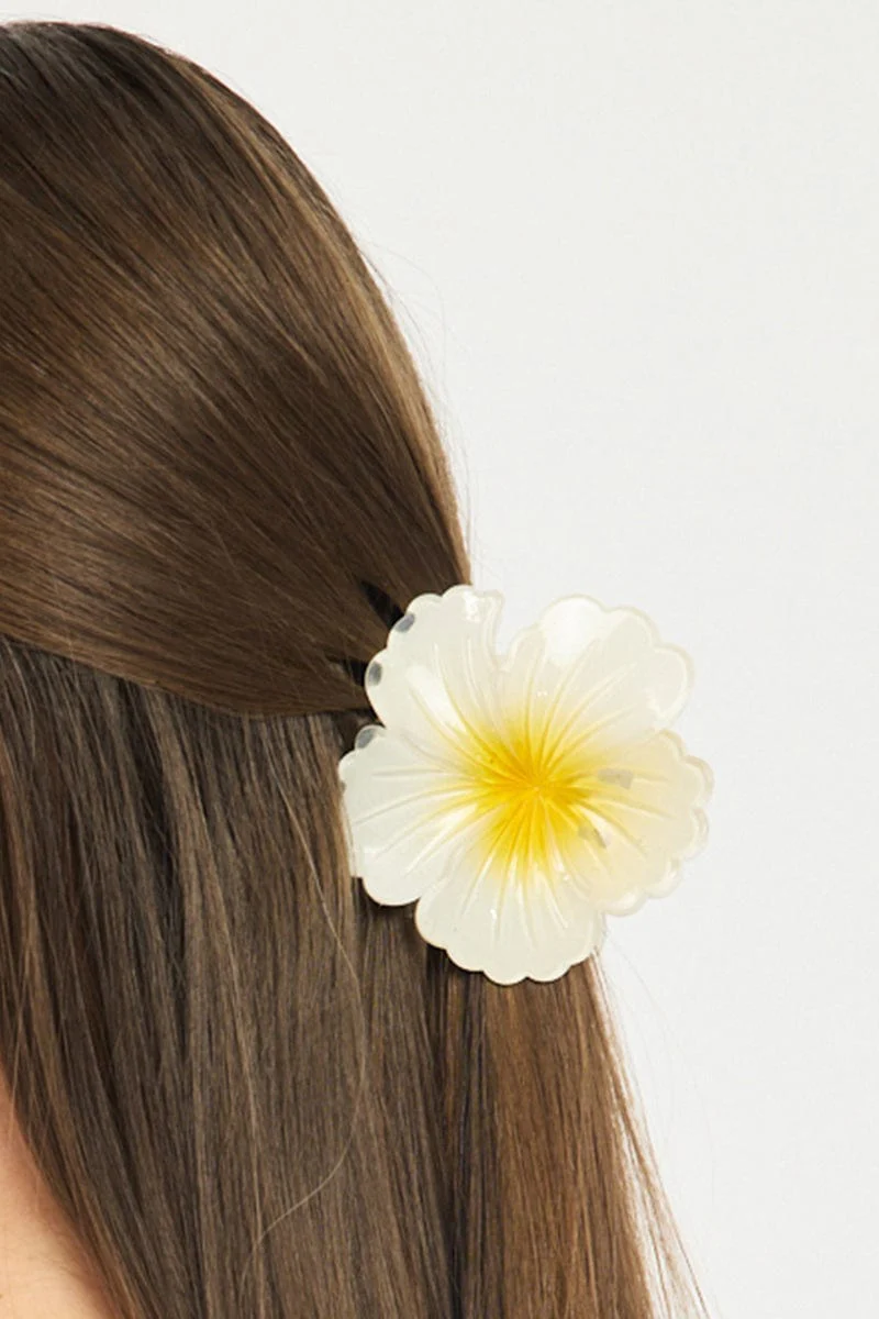 White Flower Claw Clip