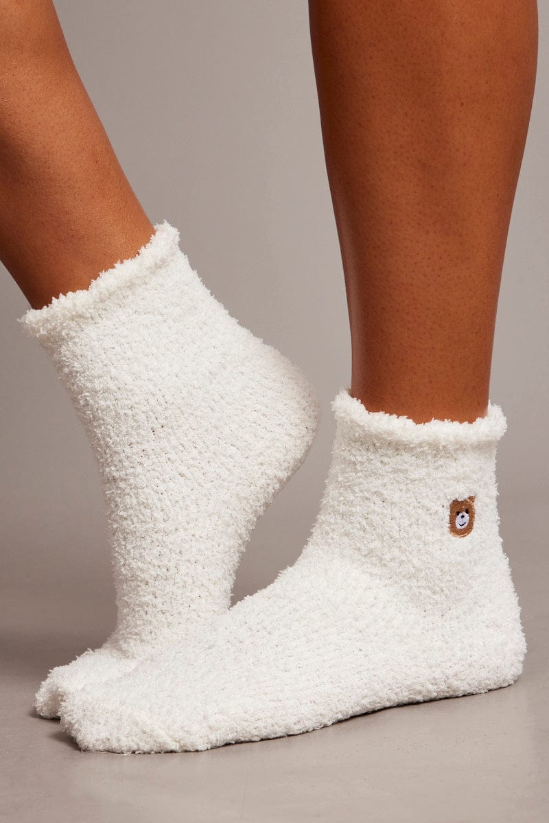 White Fluffy Socks