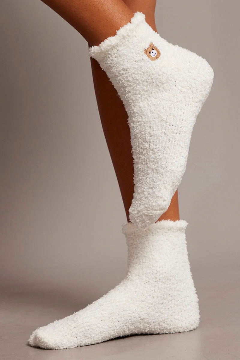 White Fluffy Socks - Image 2