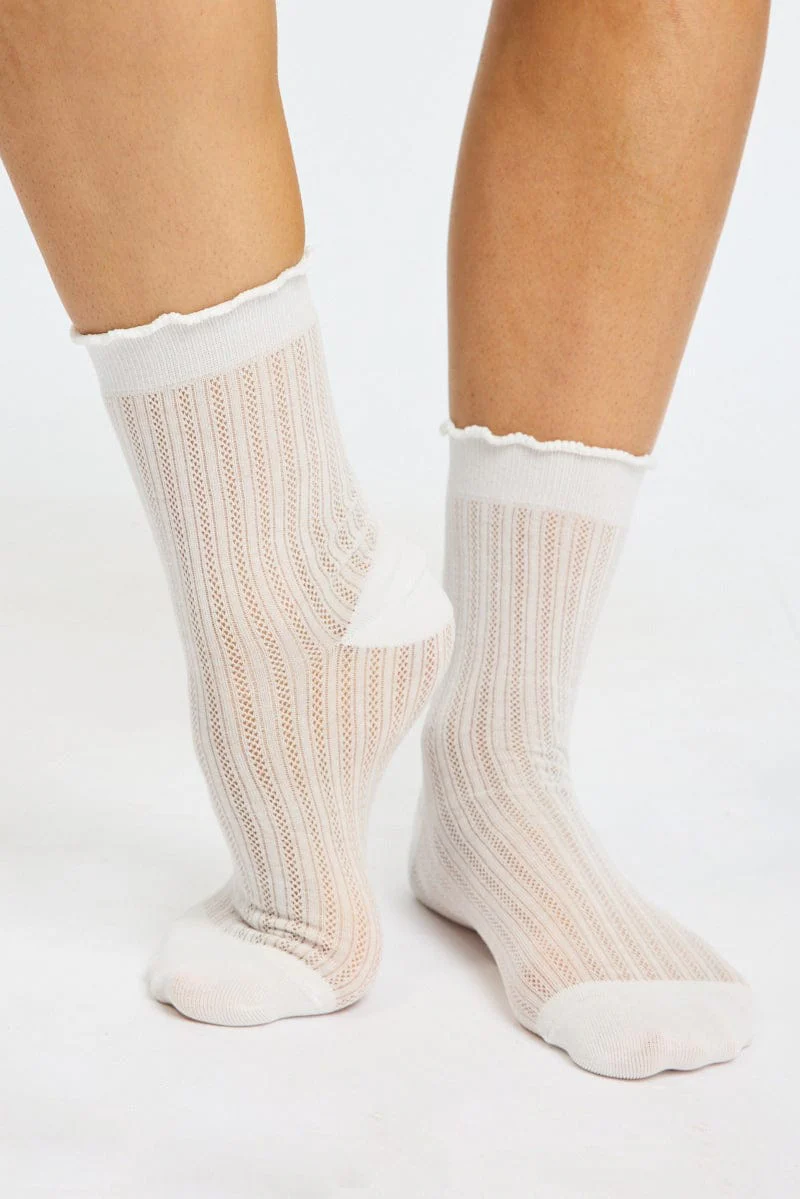 White Frill Edge Socks