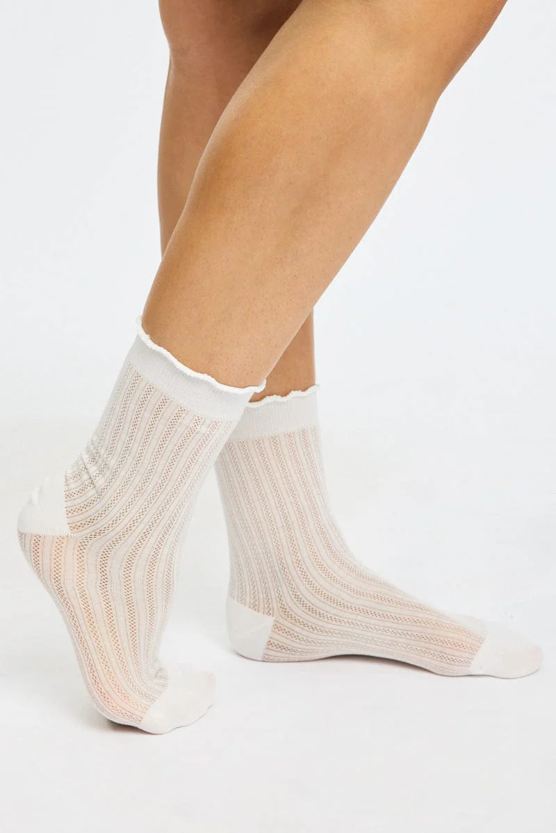 White Frill Edge Socks - Image 2