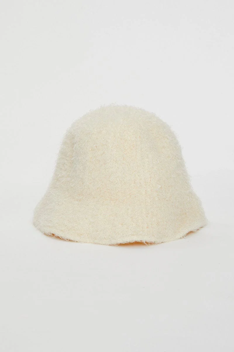 White Fuzzy Bucket Hat - Image 2