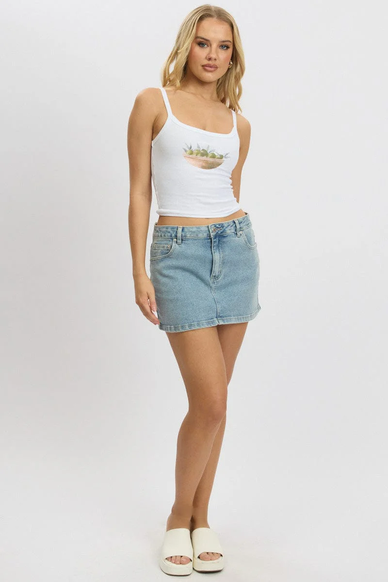 White Graphic Singlet Top - Image 2