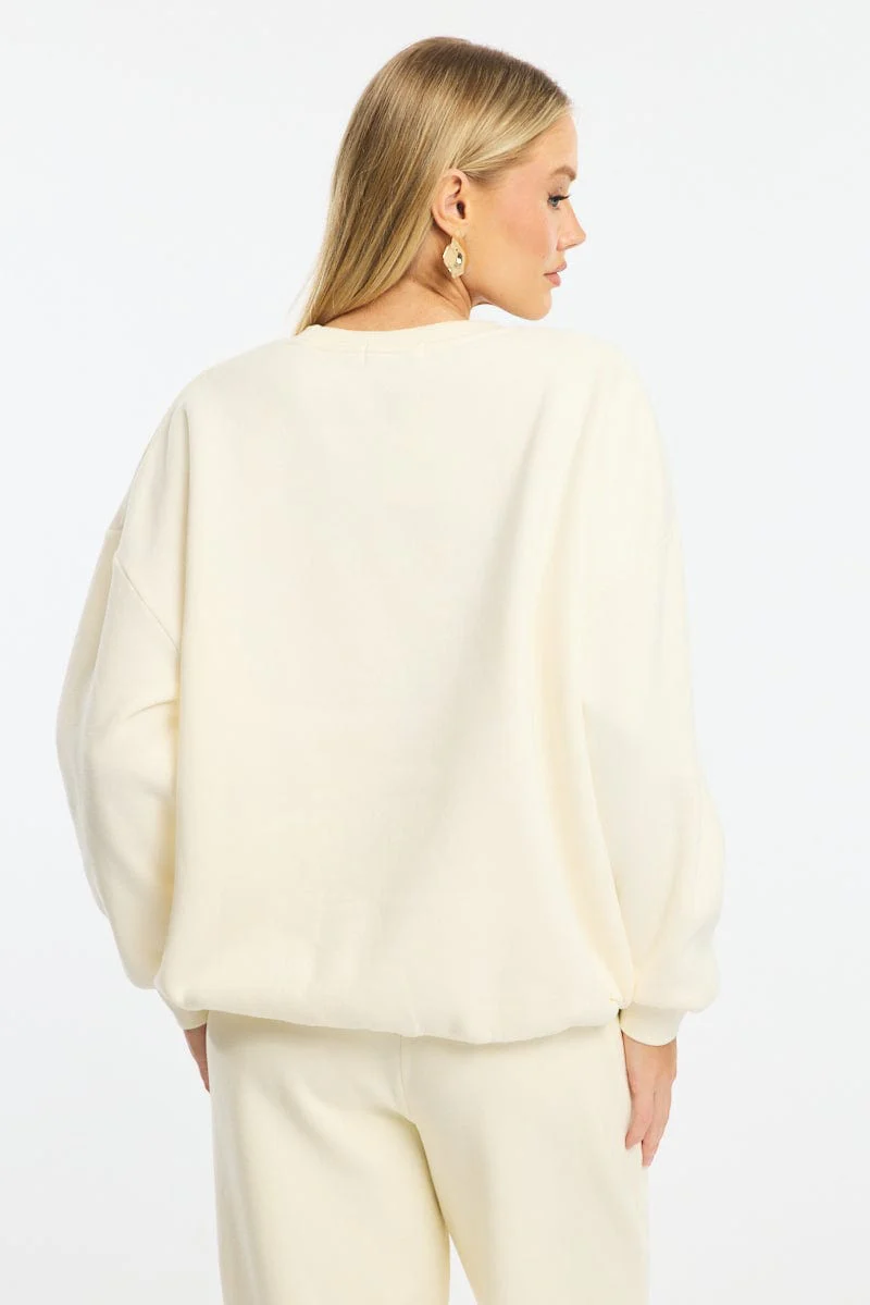 White Graphic Sweater Long Sleeve - Image 4