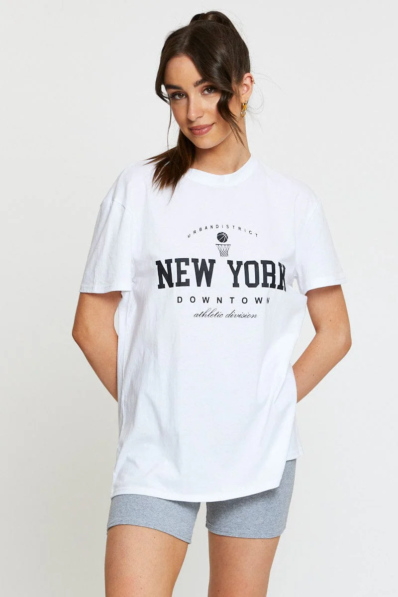 White Graphic T Shirt Short Sleeve - Image 3
