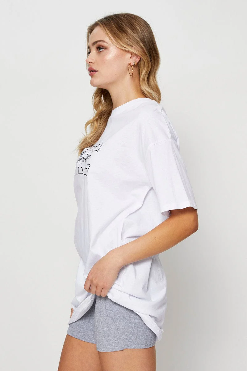 White Graphic T Shirt Short Sleeve - Image 4