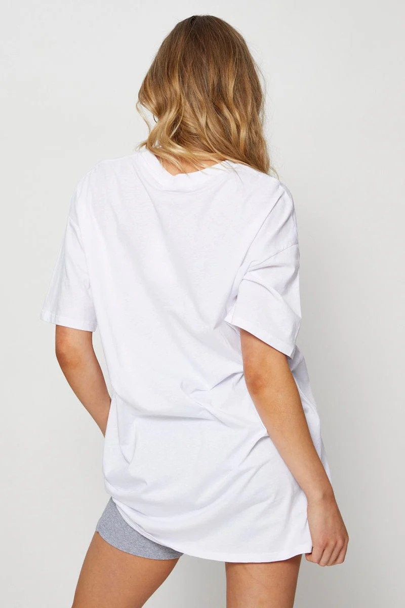 White Graphic T Shirt Short Sleeve - Image 5