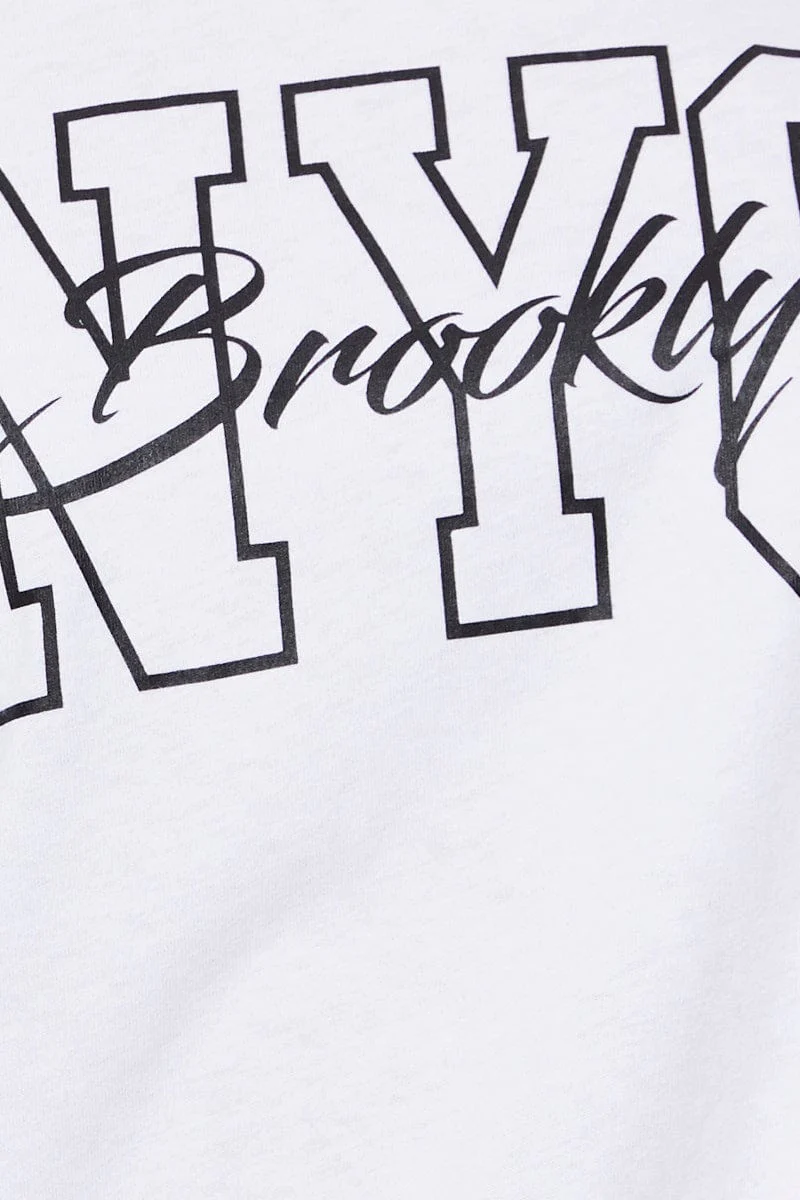White Graphic T Shirt Short Sleeve - Image 6
