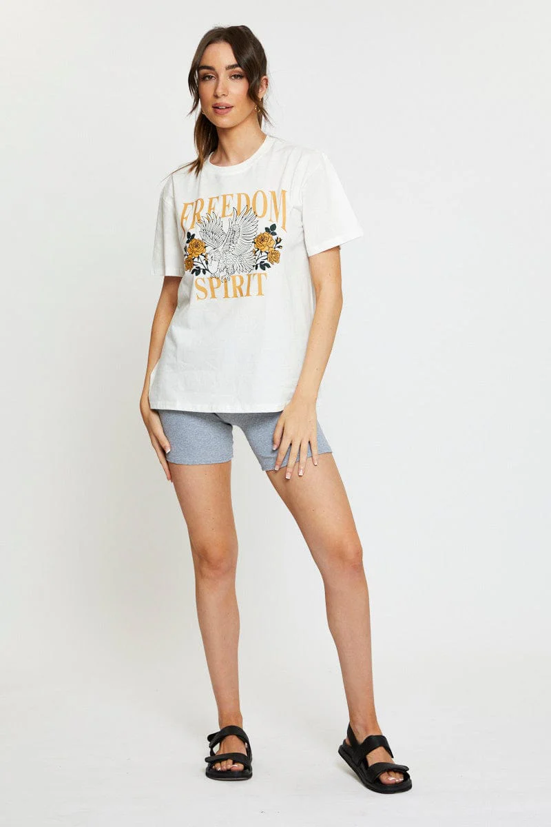White Graphic T-Shirt Short Sleeve - Image 2