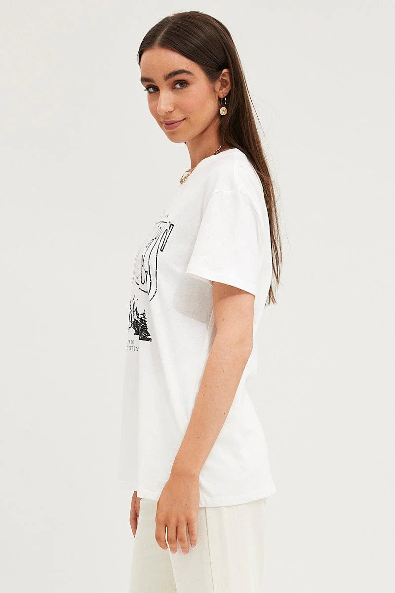 White Graphic T-Shirt Short Sleeve - Image 4