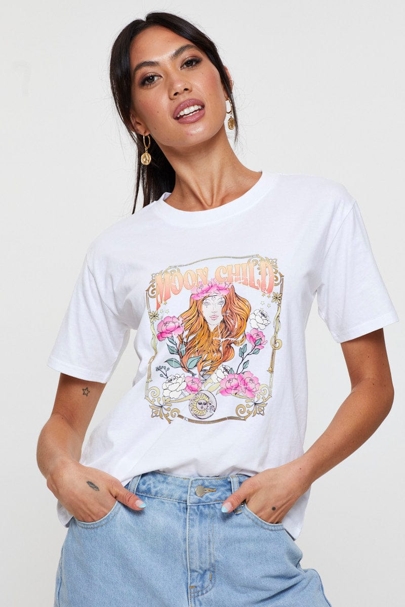 White Graphic T-Shirt Short Sleeve - Image 3