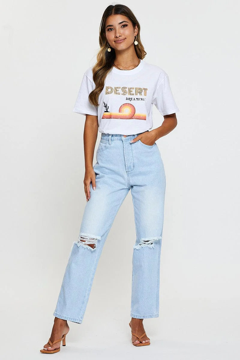 White Graphic T-Shirt Short Sleeve - Image 2