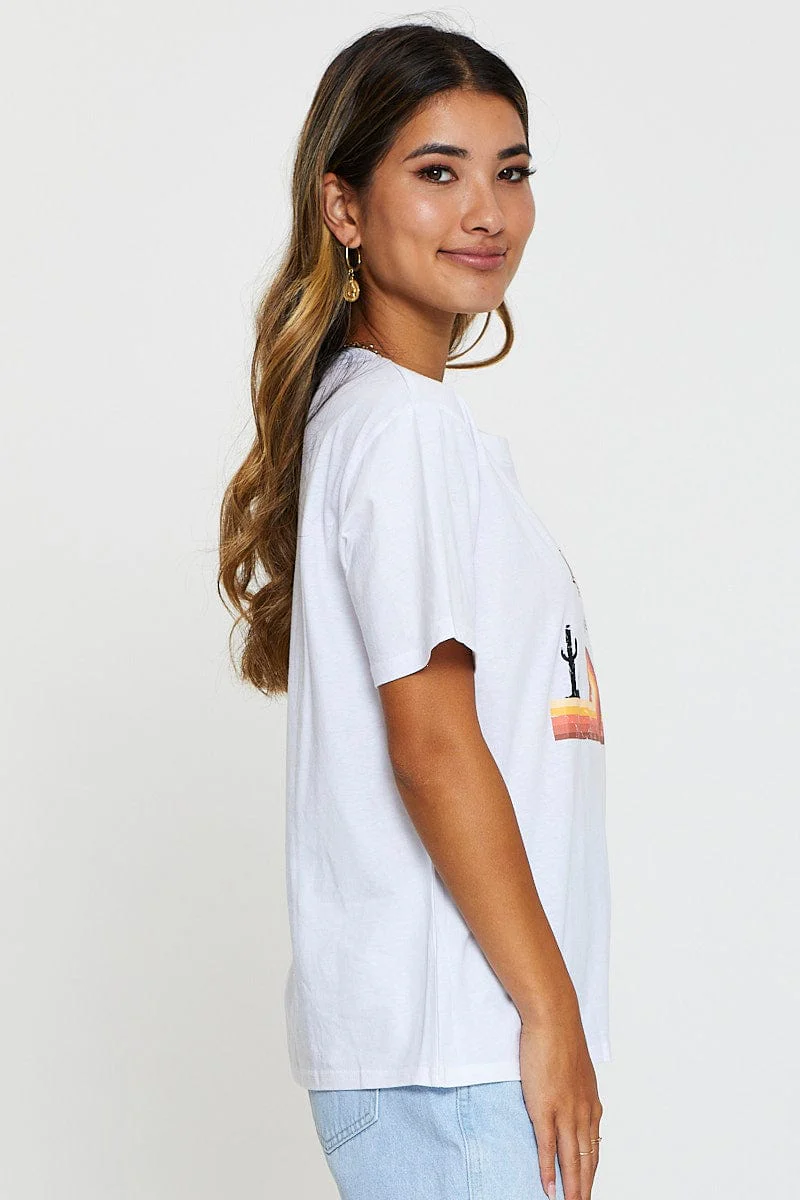 White Graphic T-Shirt Short Sleeve - Image 4
