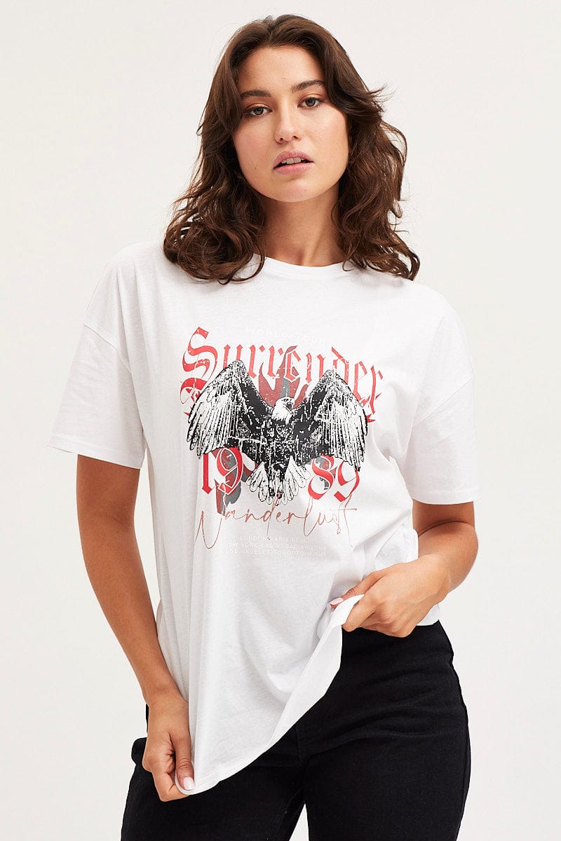 White Graphic T-Shirt Short Sleeve