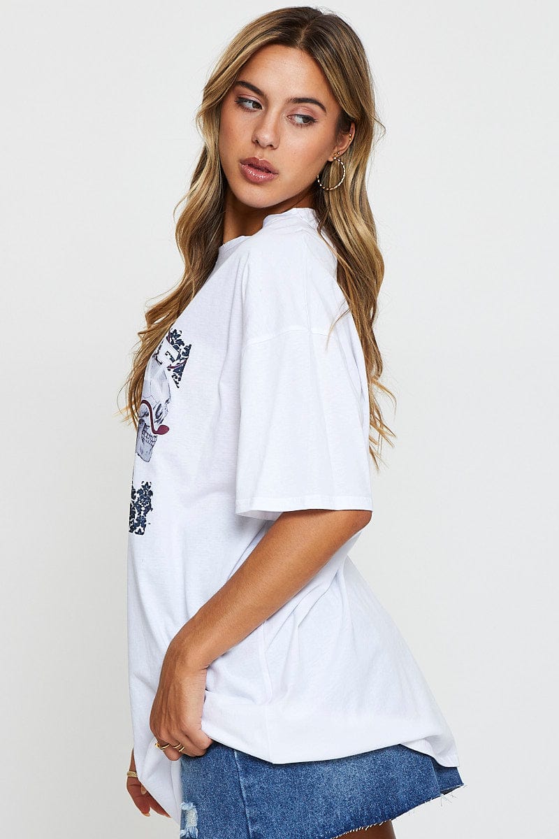 White Graphic T-Shirt Short Sleeve - Image 4