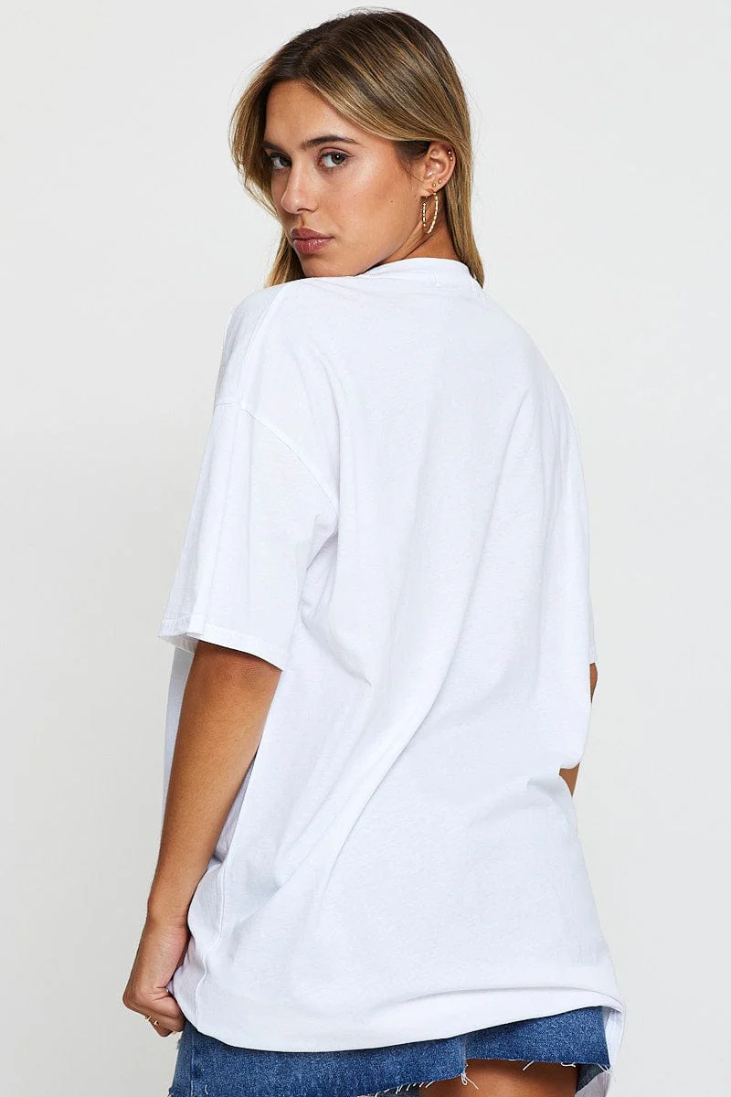 White Graphic T-Shirt Short Sleeve - Image 5