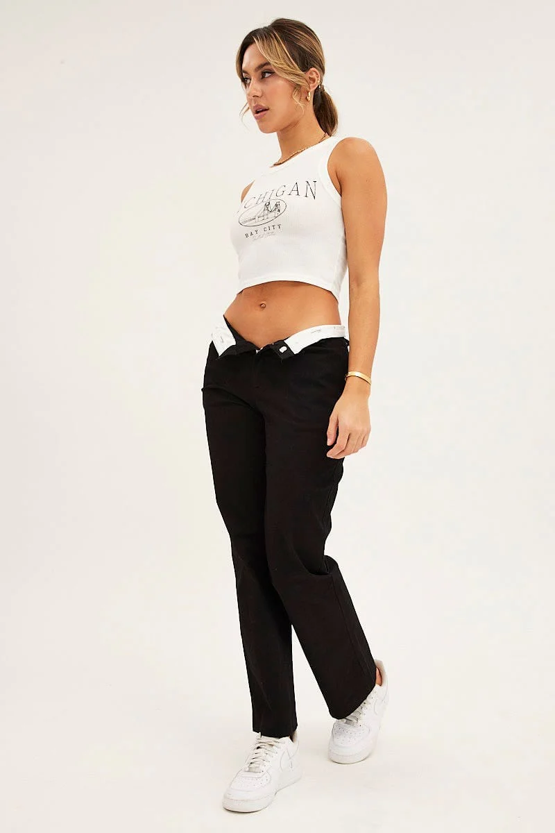White Graphic Tank Racer Crew Neck - Image 2