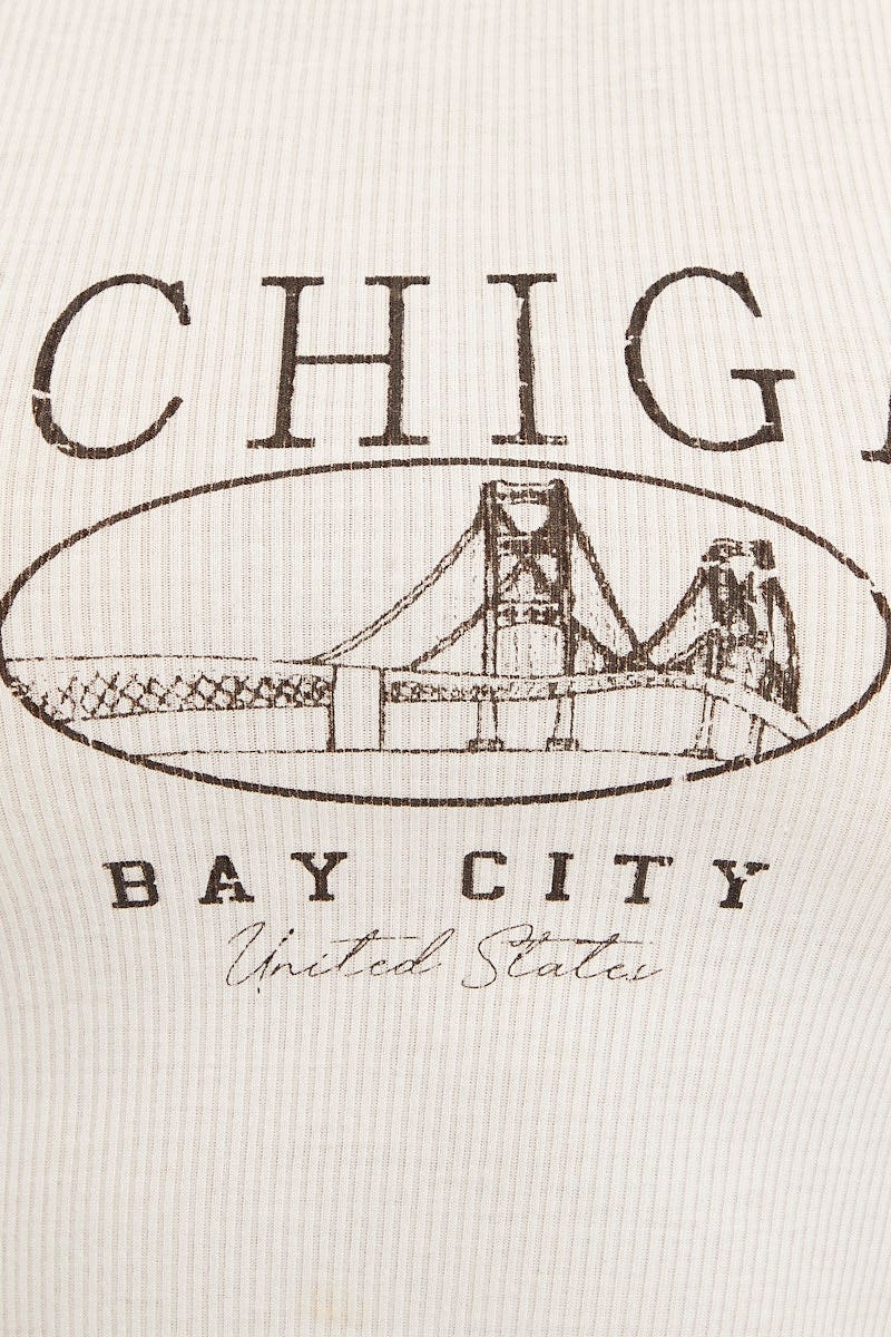 White Graphic Tank Racer Crew Neck - Image 5