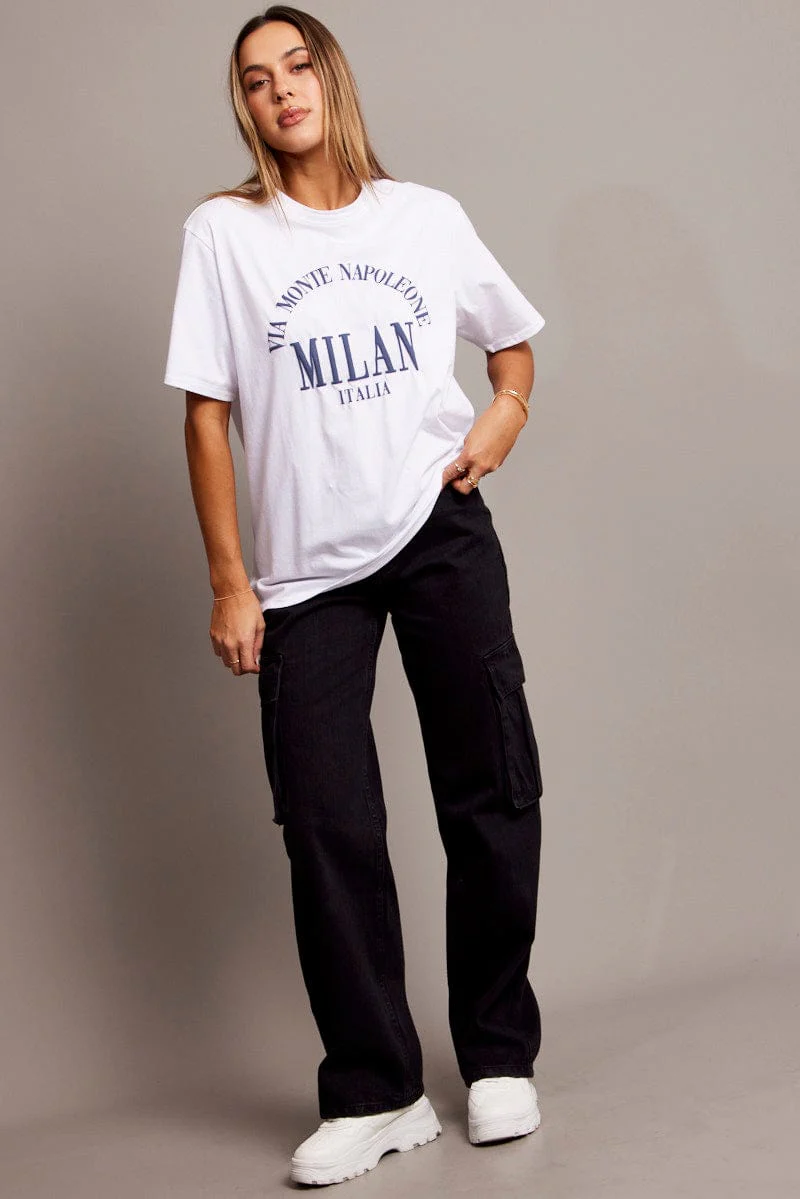 White Graphic Tee Short Sleeve - Image 3