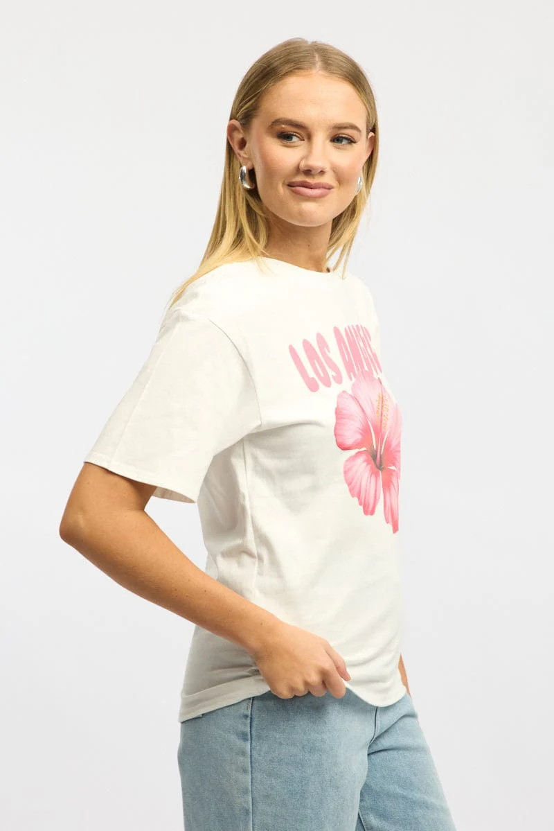 White Graphic Tee Short Sleeve - Image 3