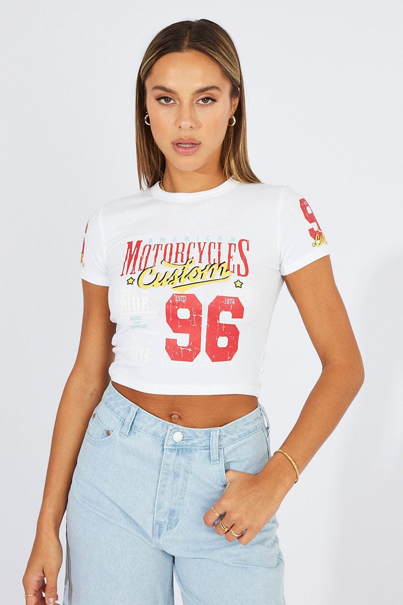 White Graphic Tee Short Sleeve - Image 4