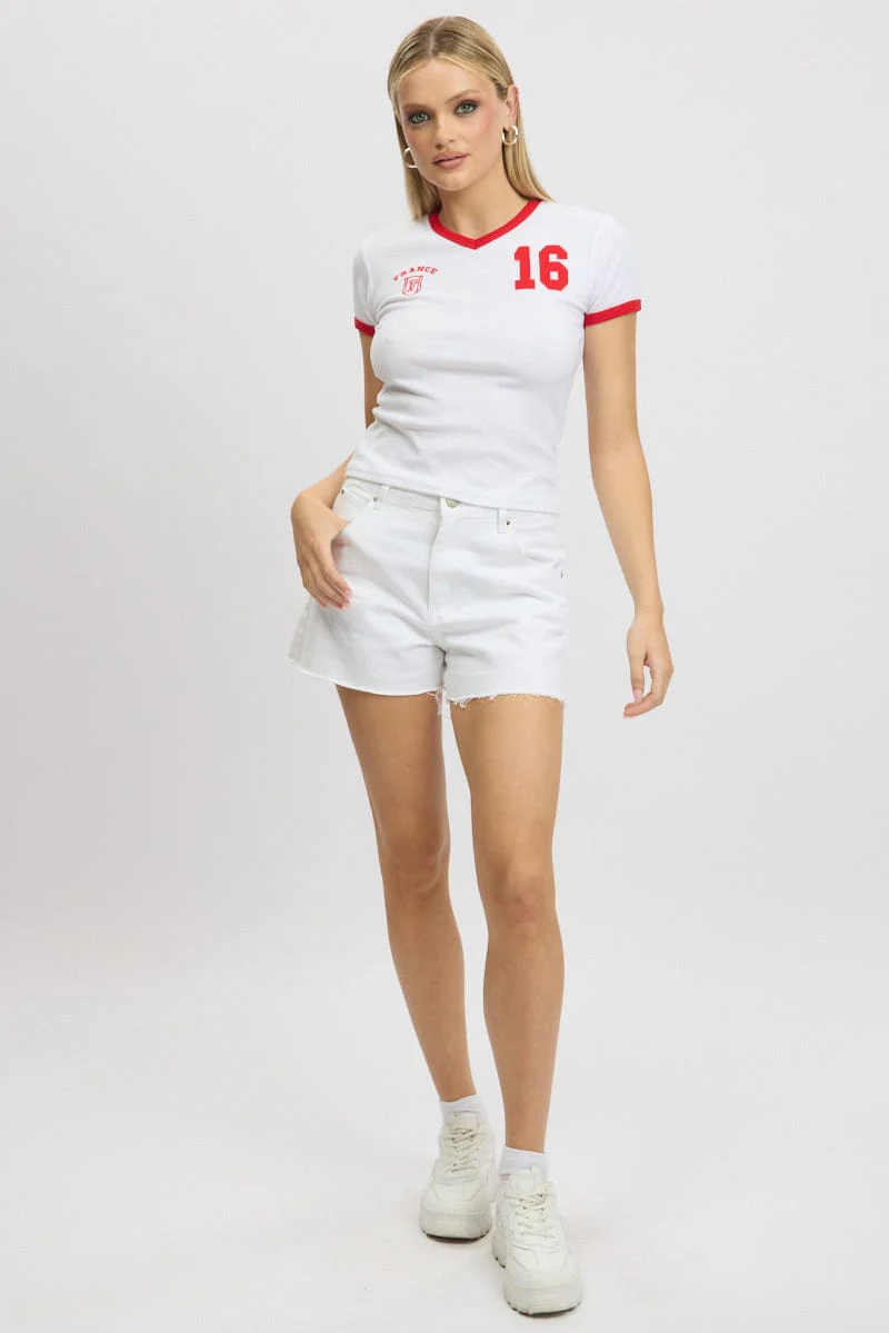 White Graphic Tee Short Sleeve - Image 2