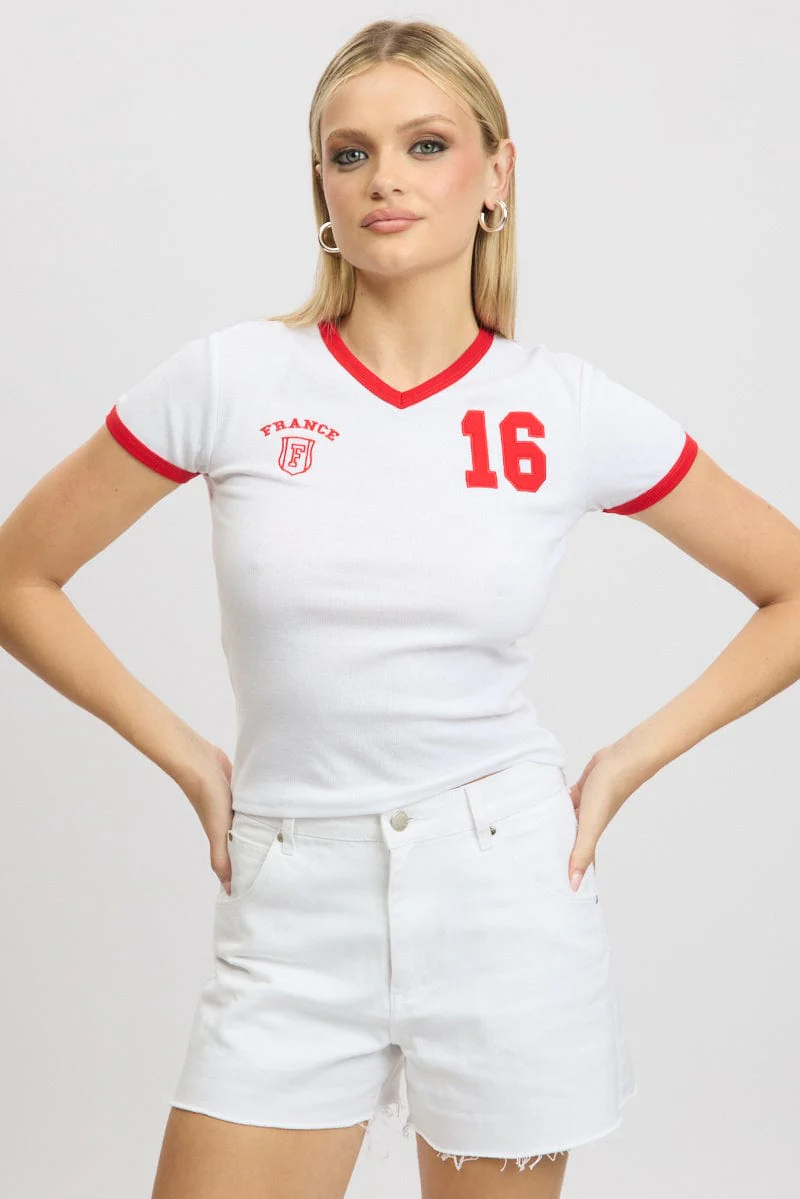 White Graphic Tee Short Sleeve - Image 3