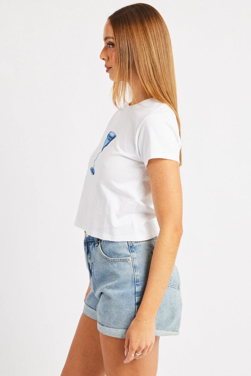 White Graphic Tee Short Sleeve - Image 4