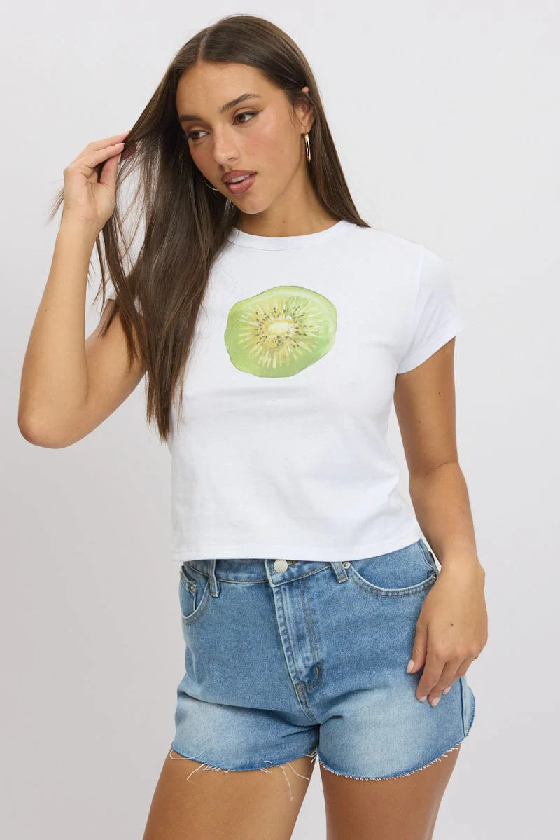 White Graphic Tee Short Sleeve - Image 3