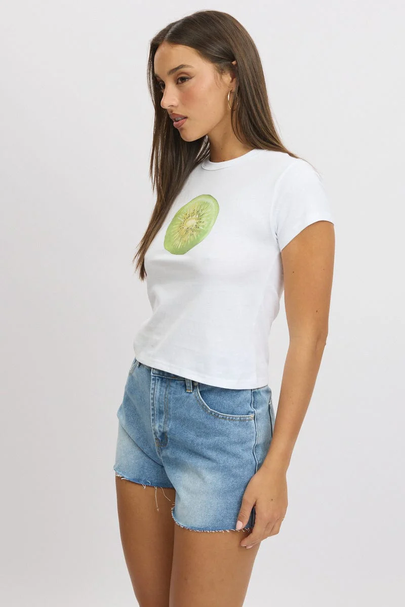 White Graphic Tee Short Sleeve - Image 4
