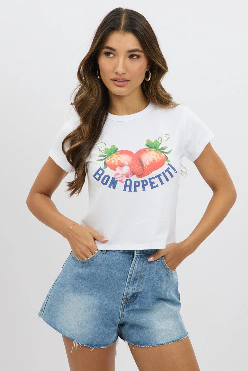 White Graphic Tee Short Sleeve - Image 3