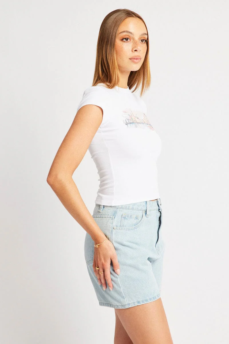 White Graphic Tee Short Sleeve - Image 4