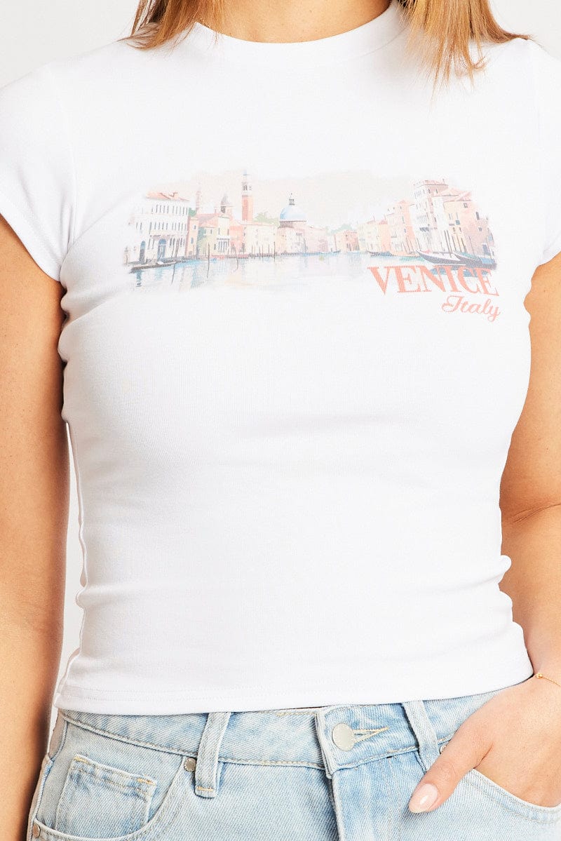 White Graphic Tee Short Sleeve - Image 6