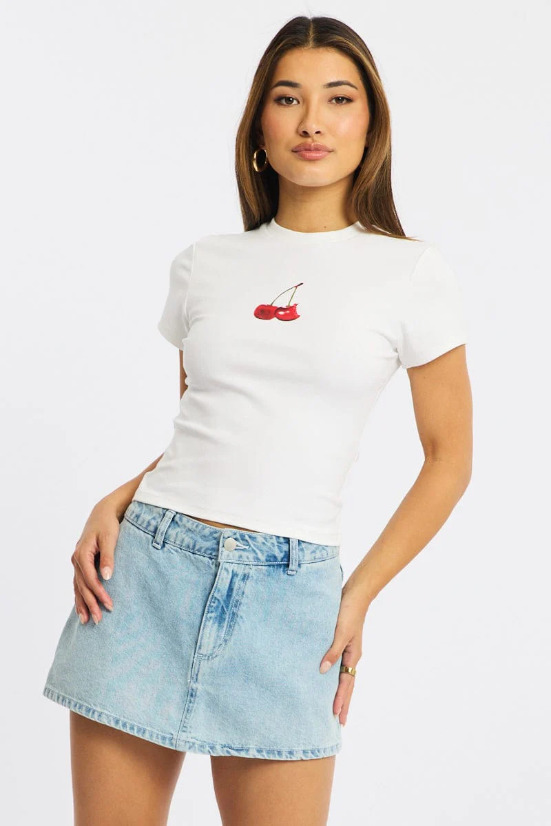 White Graphic Tee Short Sleeve