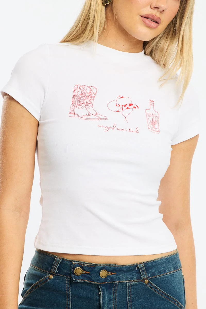 White Graphic Tee Short Sleeve - Image 5