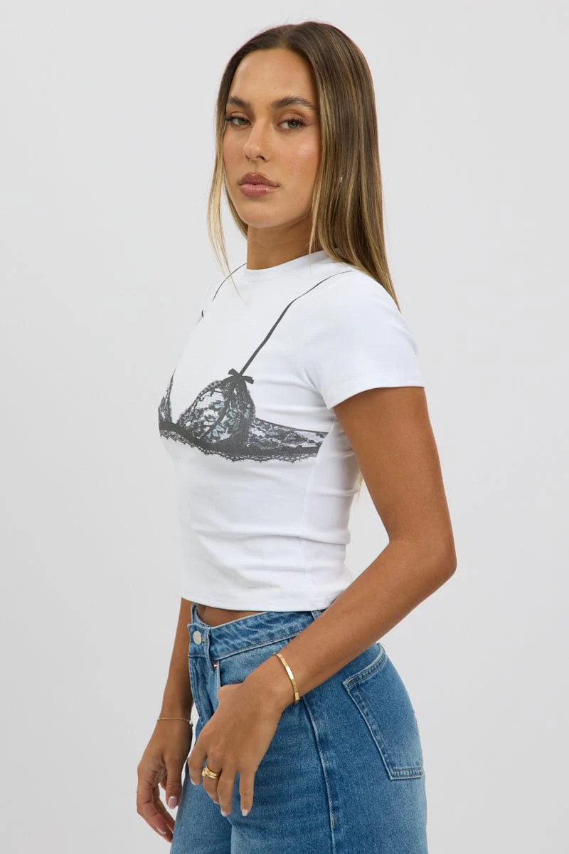 White Graphic Tee Short Sleeve - Image 4