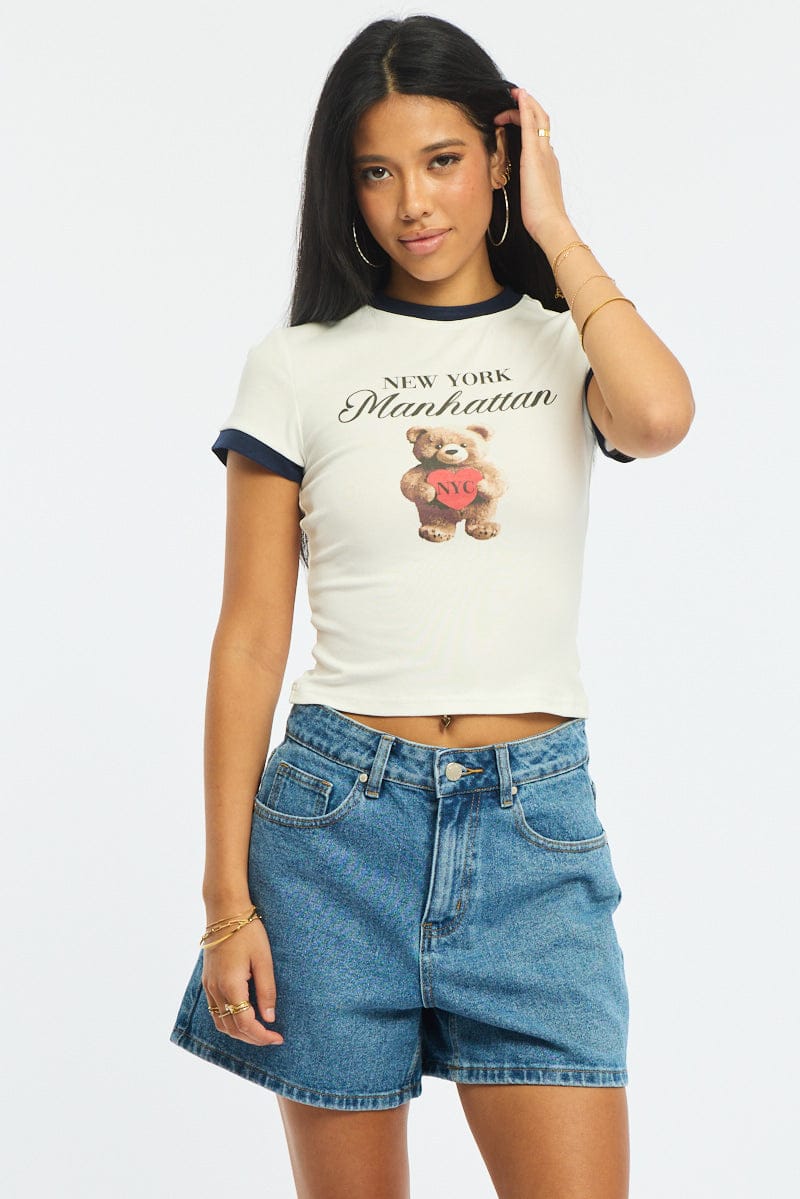 White Graphic Tee Short Sleeve