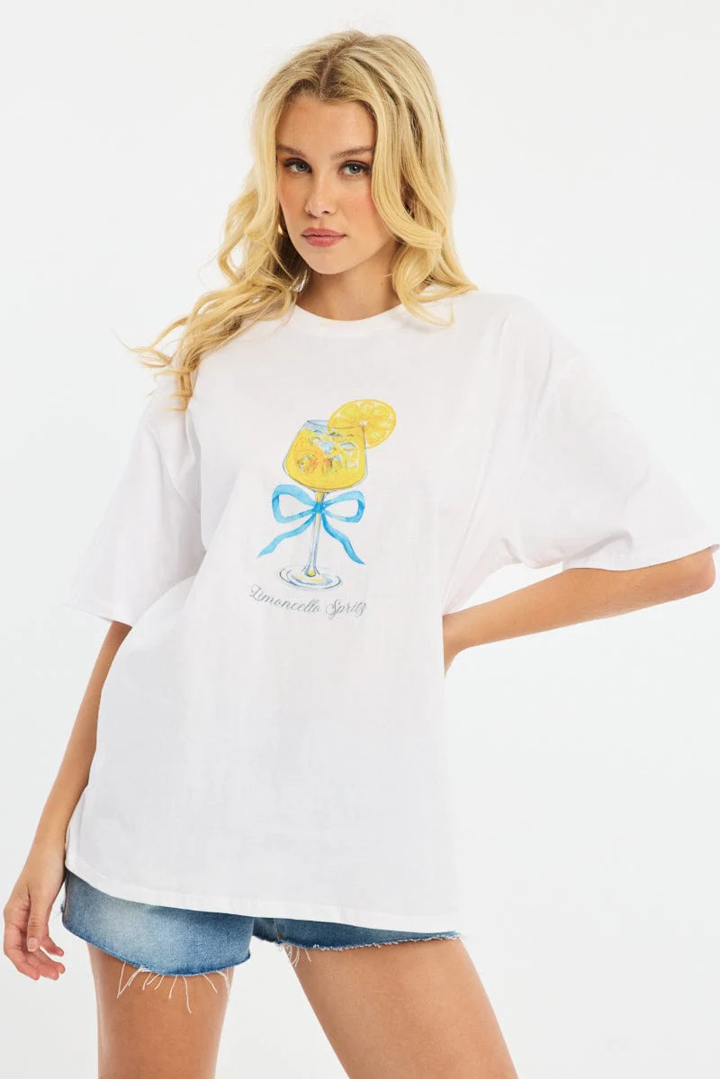White Graphic Tee Short Sleeve