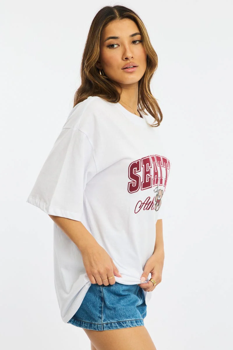 White Graphic Tee Short Sleeve - Image 3