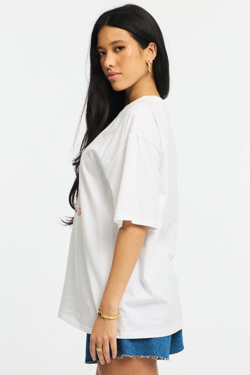 White Graphic Tee Short Sleeve - Image 3