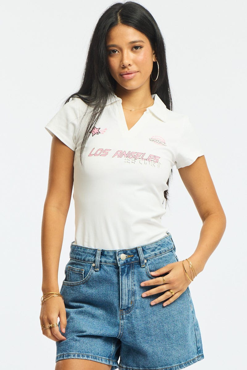 White Graphic Tee Short Sleeve