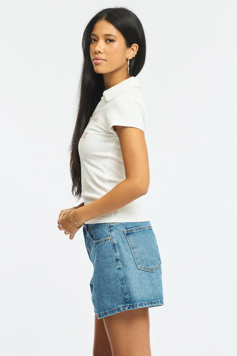 White Graphic Tee Short Sleeve - Image 3