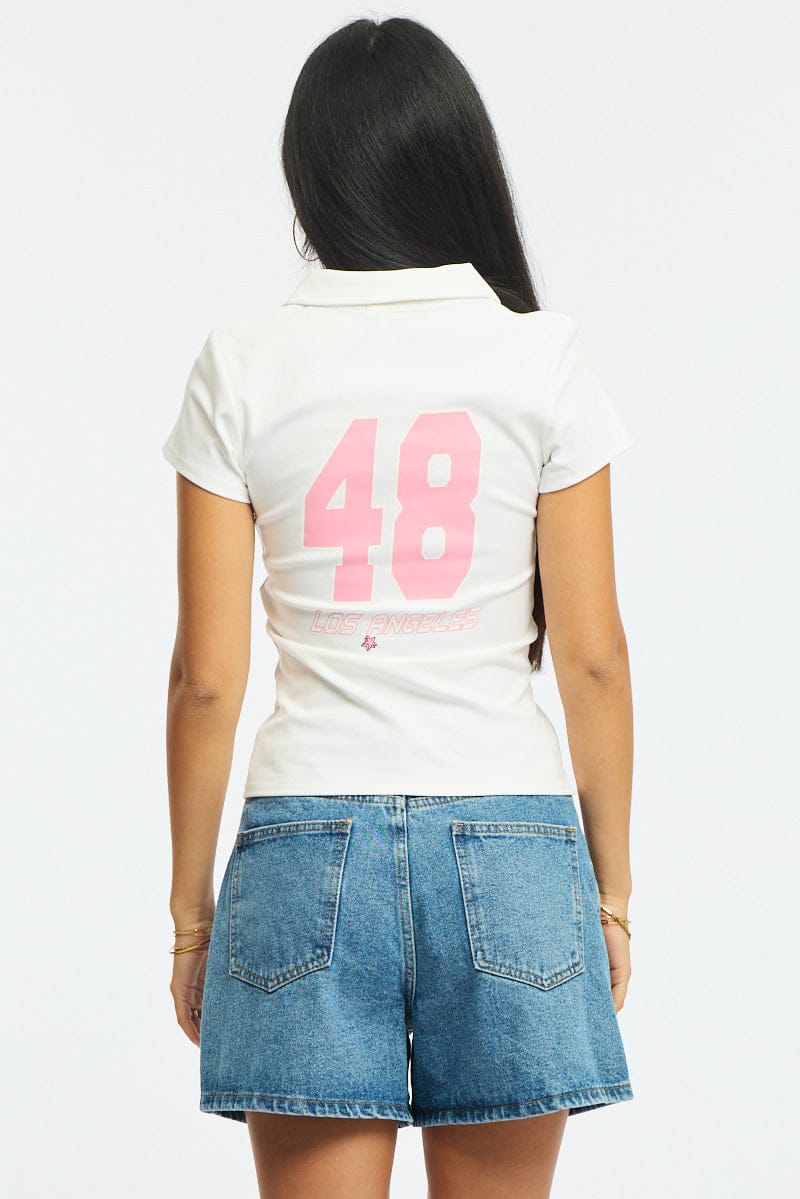 White Graphic Tee Short Sleeve - Image 4