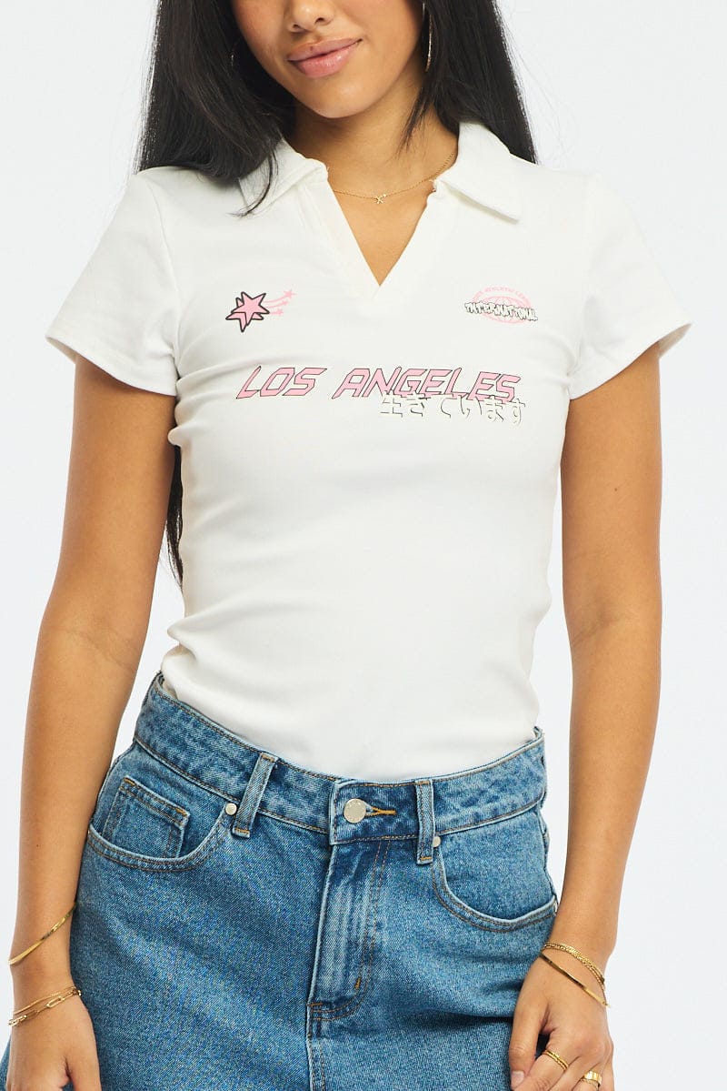 White Graphic Tee Short Sleeve - Image 5
