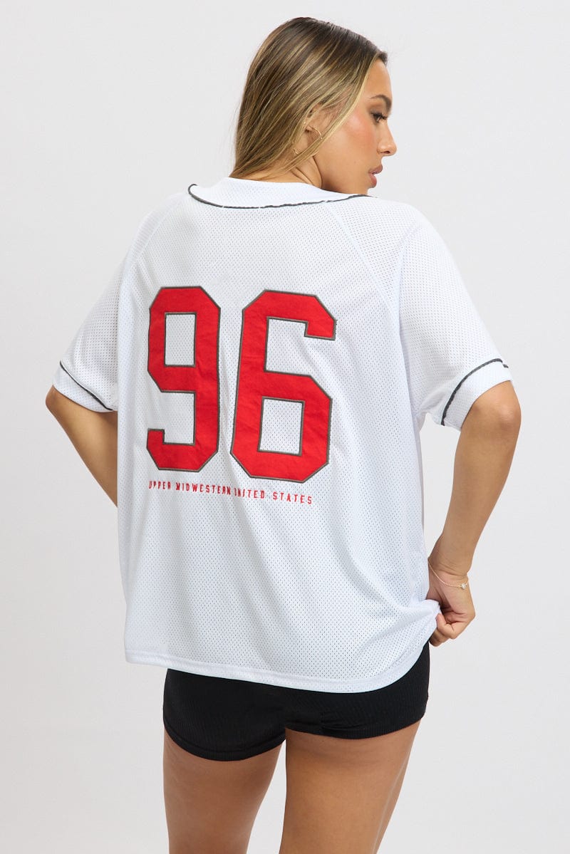 White Graphic Top Oversized Short Sleeve - Image 5