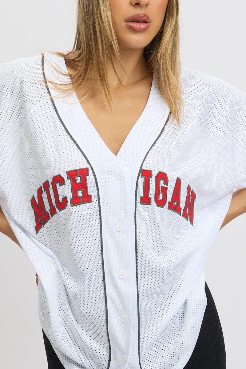 White Graphic Top Oversized Short Sleeve - Image 6