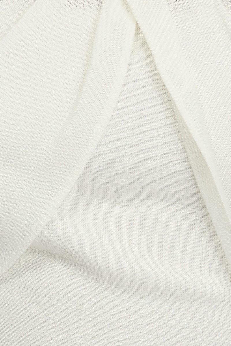 White Halter Crop Top Linen Blend - Image 6
