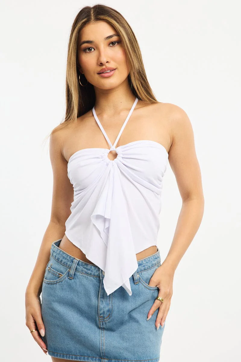 White Halter Top Sleeveless